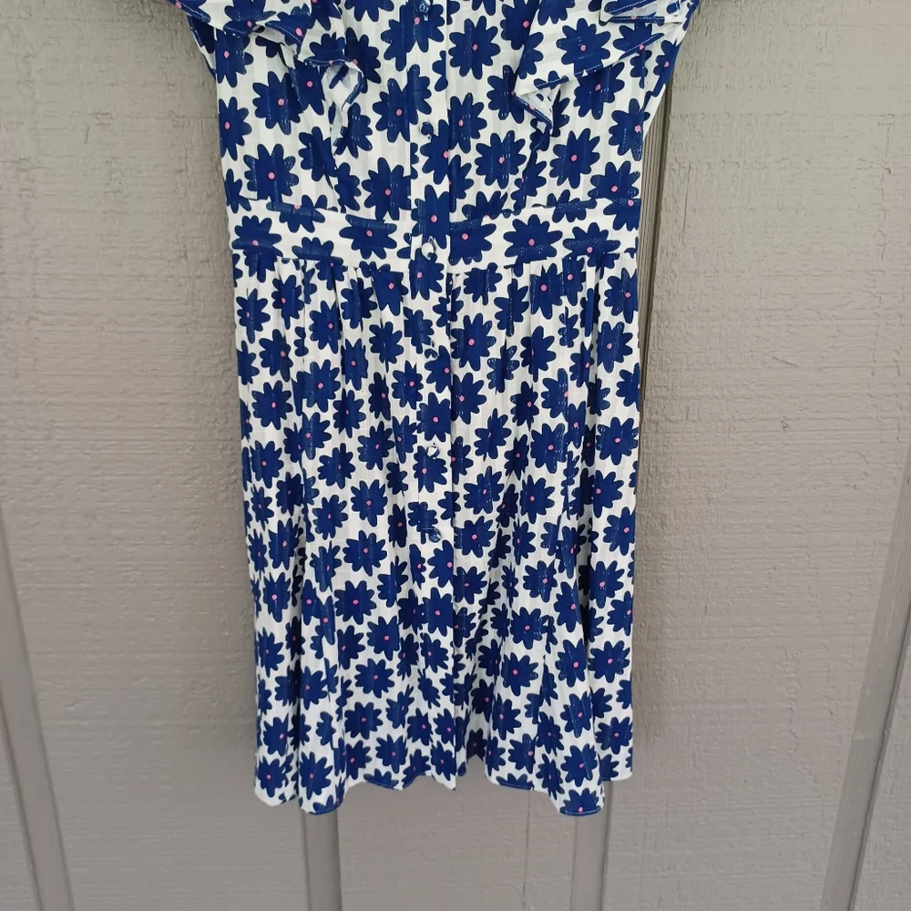 Diane Von Furstenberg Floral Cotton Gauze Mini Shirt Dress Size 4 Women Preppy